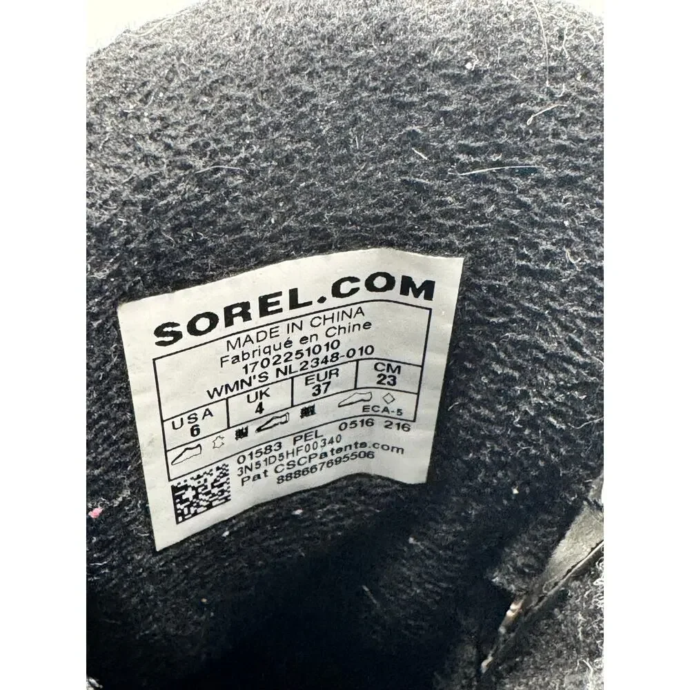 Sorel Slimpack II Lace Boots‎ Women 6 Black Kettle Waterproof Duck NL2348